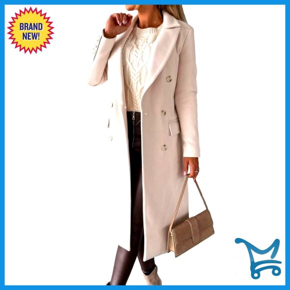 Jackets & Blazers - Long Wool Trench Coat Double Breasted Vintage Classic Fall Winter Peacoat